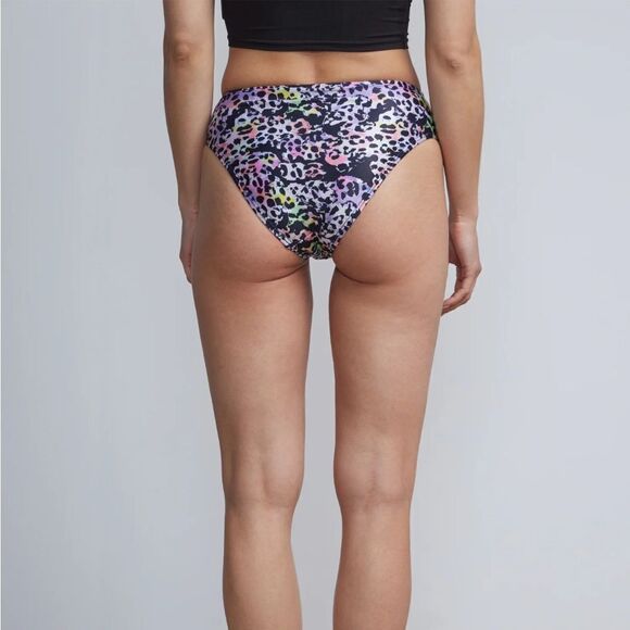 NWT-NY&C Swimwear- purple Leopard-Print High-Waisted Bikini Bottom - Size Medium - Picture 4 of 10